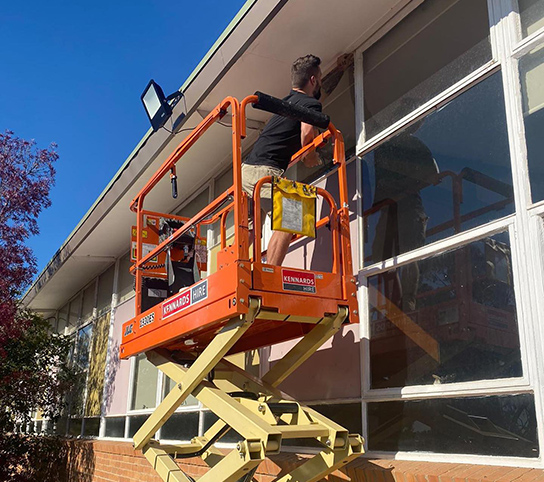 Glass repair at a school