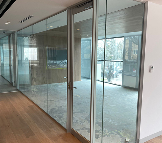 Glass office partitions and fitout